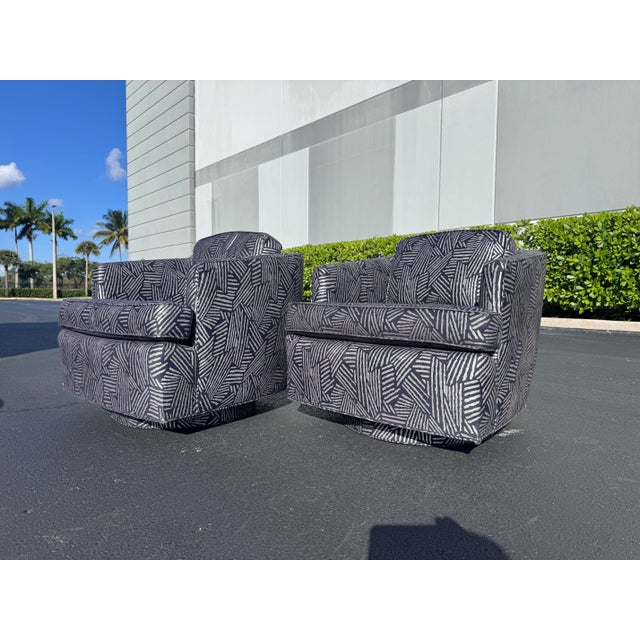 Postmodern Designer Baughman Era Swivel Barrel Lounge Chairs - A Pair For Sale - Image 10 of 10