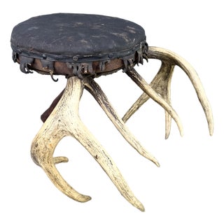 Early 20th Century American Rustic Deer Antler Footstool For Sale