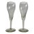 Vintage Tulip Shaped Champagne Flutes Handmade Blown Glass - Set of 2 For Sale