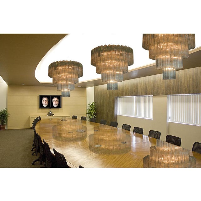 Metal Italian Murano Glass Chandelier, 1980s, Set of 2 For Sale - Image 7 of 16