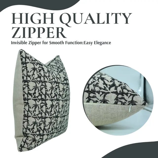 Not Yet Made - Made To Order Fabdivine-Decorative Block Print Cushion Cover 20x20 Inch Thick Linen-Midnight For Sale - Image 5 of 5