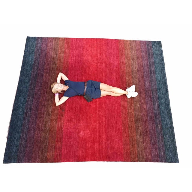 Mid-Century Modern Striped Wool Rug, 1970s For Sale - Image 3 of 4