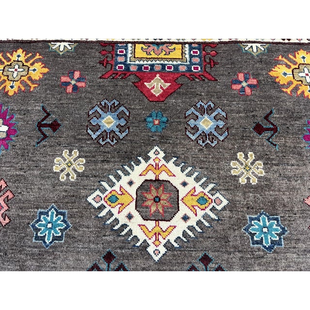 Brown and Teal Kazak Rug With Star Medallion, 5'8" X 7'9" For Sale - Image 10 of 15