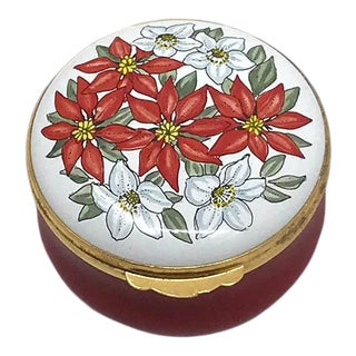 Crummles Enamel Box With Poinsettia For Sale