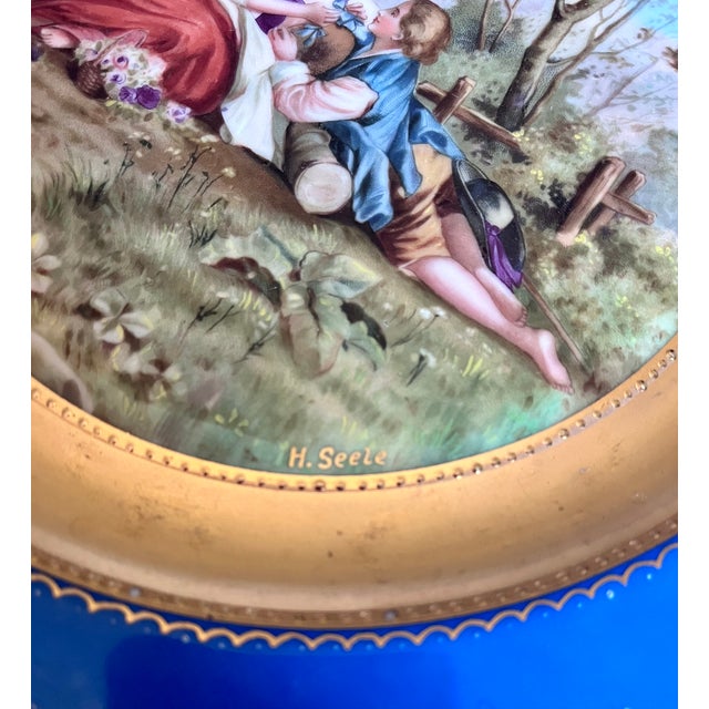 Antique Royal Vienna Porcelain 10.5" Cabinet Plate by H. Seele — "Arcadian Scenery" For Sale In Dallas - Image 6 of 10
