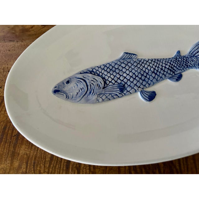 Italian hand-painted ceramic fish platter. Beautifully rendered details. Lovely for table service or leaning on a shelf in...