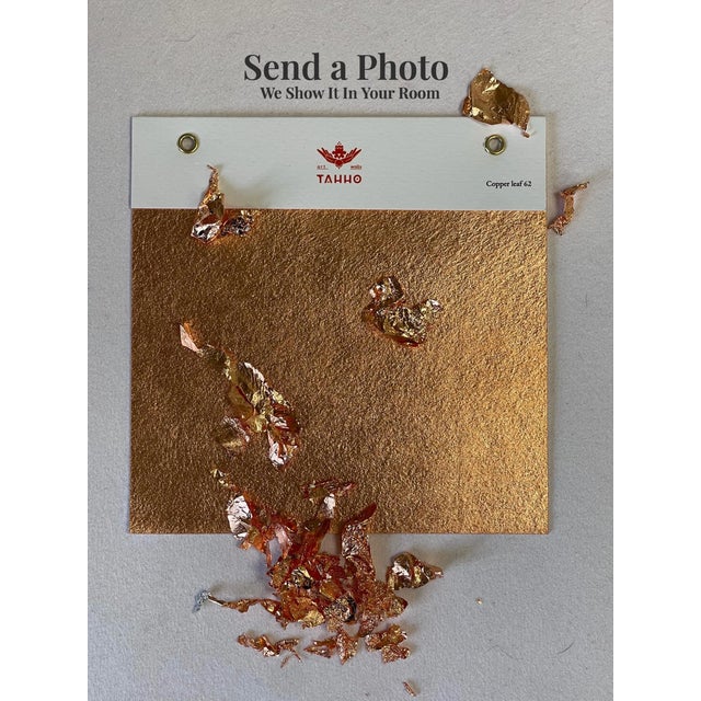 Square Tile Copper Leaf Wallpaper | Hand-Applied Genuine Metal Leaf Wallcovering For Sale - Image 6 of 6