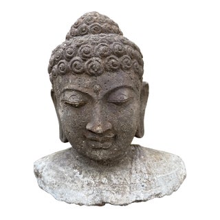 Vintage Mid-Century Stone Composite Buddha Statue For Sale