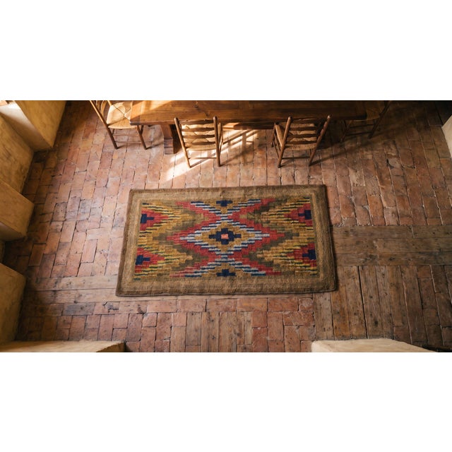 Marvelous Brown Color With Eminent Symmetrical Design Antique American Hooked Rug For Sale - Image 14 of 14