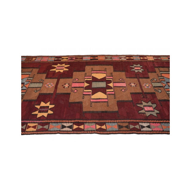 Decorative Vintage Turkish Kars Kilim Rug - 4`6″ X 15`7″ For Sale - Image 4 of 6