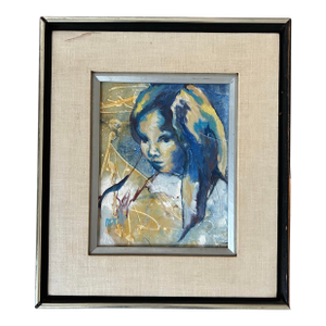 Vintage Mid Century Abstract Oil Painting ~ Portrait of a Girl by Marge Mills