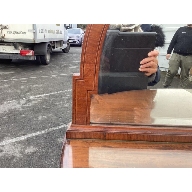 French Louis XVI-style French Satinwood Sideboard W/ Oval Mirror For Sale - Image 3 of 9