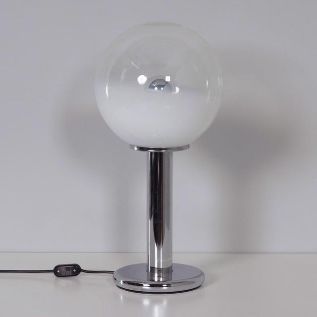 Chrome and Murano Glass Globe Table Lamp from Targetti Sankey, 1960s For Sale - Image 6 of 11