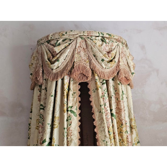 Art Deco French Chintz Bed Crown Canopy with Silk Lining and Original Passementerie, 1920s For Sale - Image 17 of 17