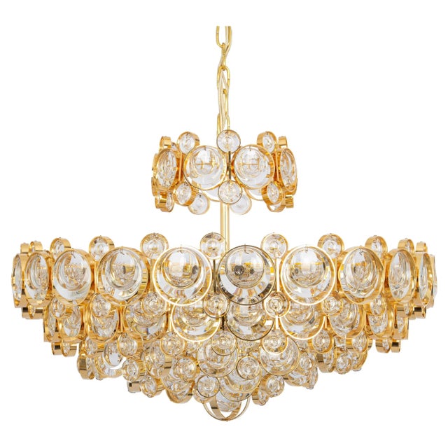 Large Gilt Brass Chandelier attributed to Sciolari for Palwa, Germany, 1970s For Sale - Image 13 of 13