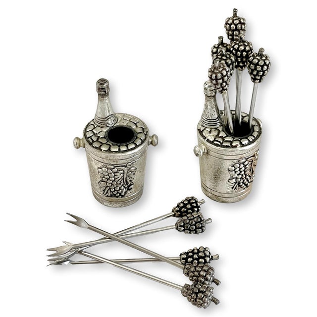 Spanish Wine Theme Pewter Cocktail Picks For Sale - Image 4 of 4