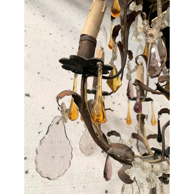 Louis XV Style Cage Chandelier with Pendants and Teardrop Pendant For Sale - Image 3 of 10