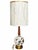 Mid-Century Modern Vintage Ivory Globe Table Lamp With Raised Botanical Vines and Tall Gathered Shade For Sale - Image 3 of 12