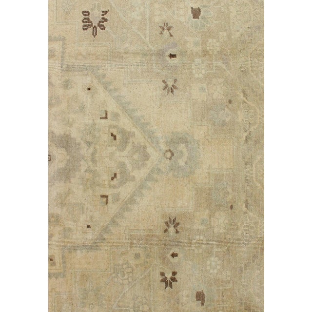 Mid 20th Century Vintage Turkish Oushak With Blue Gray, Brown, Cream For Sale - Image 11 of 12