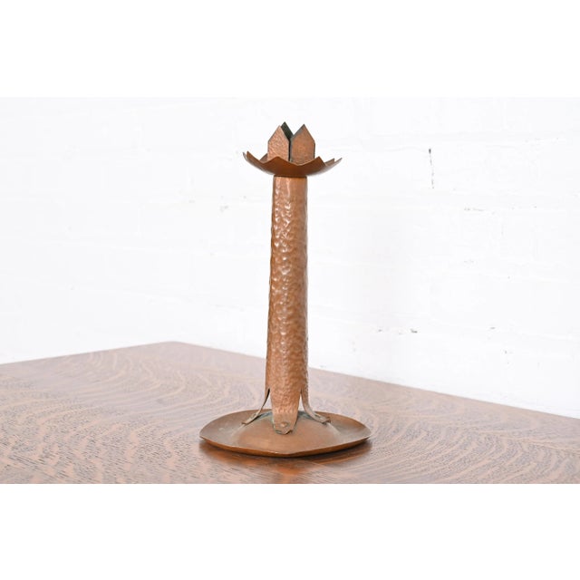 Antique Stickley Style Arts & Crafts Hammered Copper Candlestick, Circa 1900 For Sale - Image 13 of 13