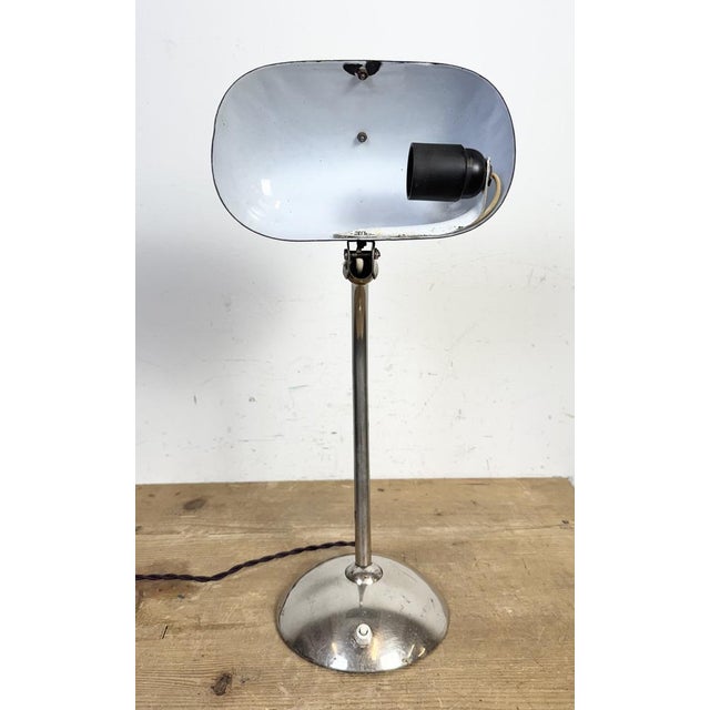 Vintage Green Enamel Banker's Table Lamp, 1950s For Sale - Image 15 of 18