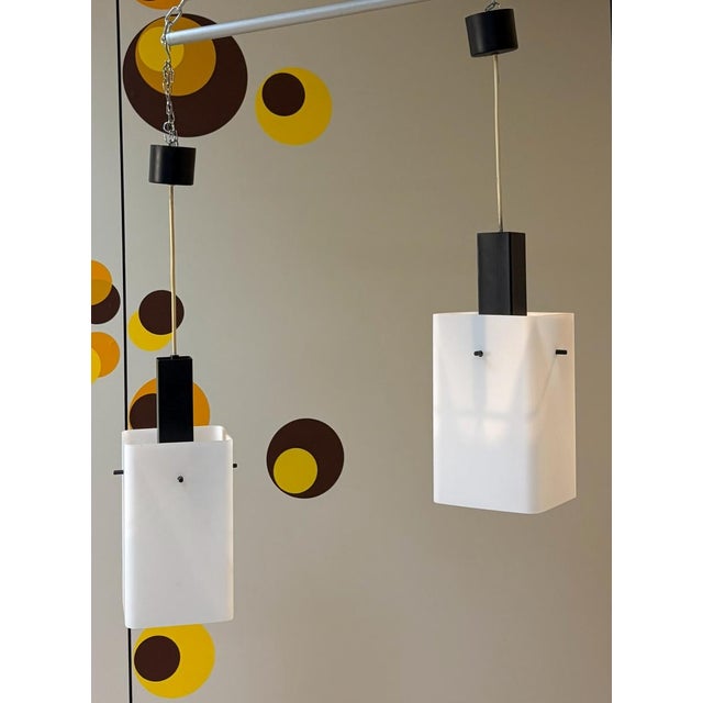 Vintage Opal Glass and Metal Pendant Lamps from Stilux Milano, 1960s, Set of 2 For Sale - Image 15 of 15