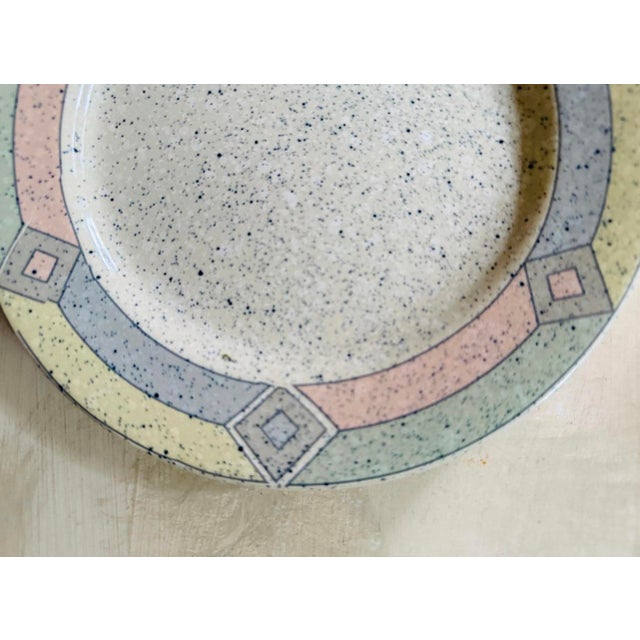 Baby Blue Set of Four (4) 1980s Studio Nova 7.75” Plates in Terrazzo Pattern | Postmodern Decor For Sale - Image 8 of 8
