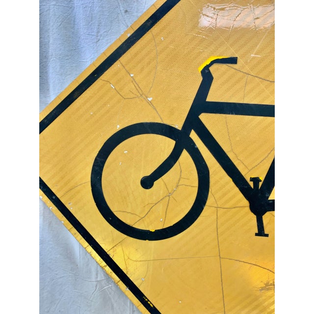 Late 20th Century Vintage Reflective Bicycle Road Sign For Sale - Image 5 of 12