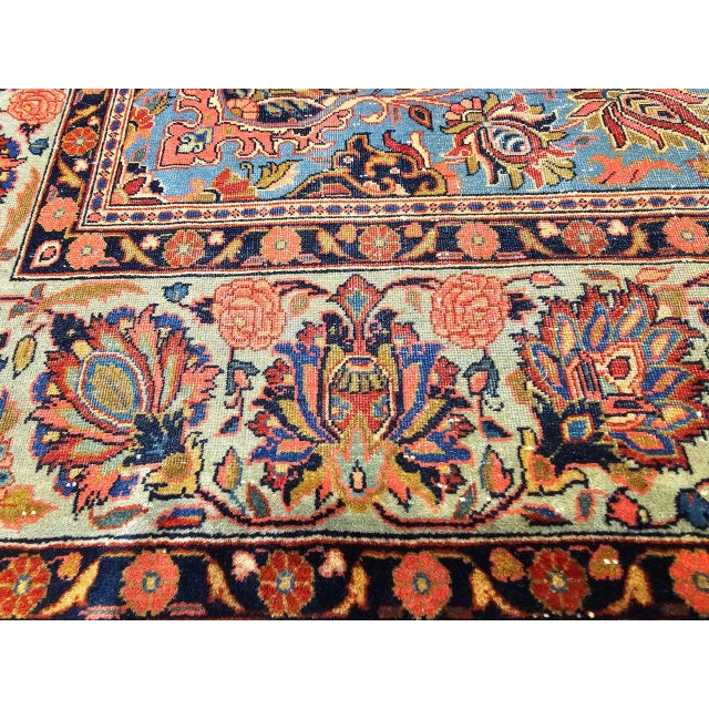 Vintage Persian Kashan Rug, Hand-Knotted Wool, Floral Pattern, Aqua-Blue & Teal-Green, 5x8 For Sale - Image 13 of 16