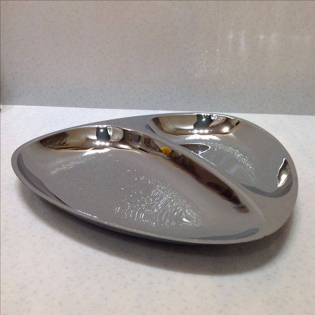 Mid-Century Modern Chrome Serving Dish For Sale - Image 5 of 7
