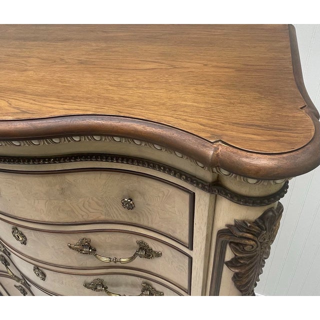Refinished French Provencial Ash Burl Dresser For Sale - Image 9 of 10