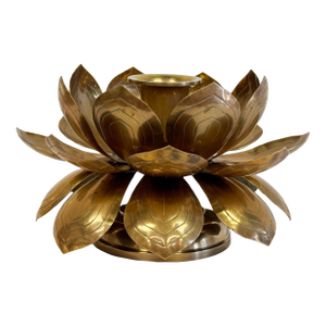 Vintage Layered Brass Lotus Candleholder