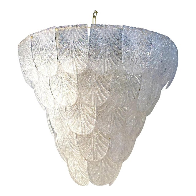Italian White Graniglia Petals Murano Glass Chandelier by Simoeng for Simoeng For Sale - Image 6 of 6