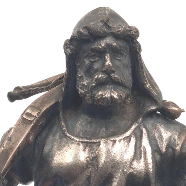WMF Württembergische Metallwarenfabrik Antique WMF Pewter Figural Sculpture of William Tell - Germany, Circa 1900, 6" H For Sale - Image 4 of 11