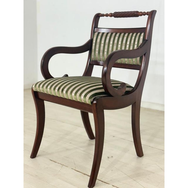 Beige Upholstered Mahogany Dining Armchairs, Set of 2 For Sale - Image 8 of 14