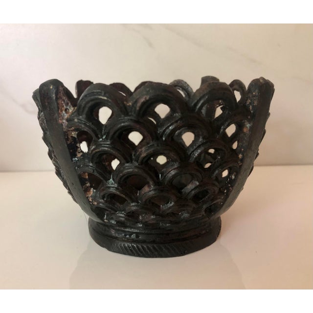 Rustic European Mid 20th Century French Cast Iron Lattice Jardiniere For Sale - Image 3 of 7