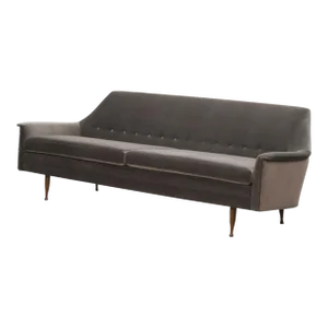 1950's 3-Seat Sofa Newly Re-Upholstered in Gray Velvet Attributed to Robsjohn Gibbings