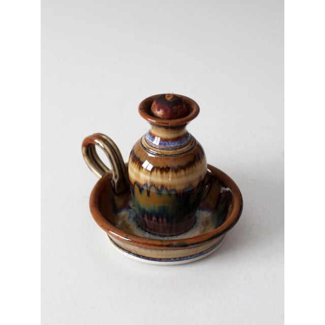 Vintage Handmade Studio Pottery Oil Lamp For Sale - Image 11 of 13