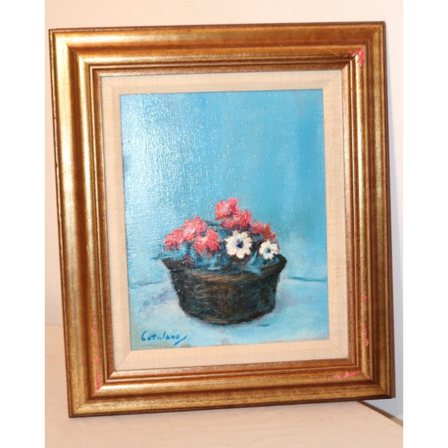 Vintage Original Catalano Botanical Flower Expressionism Oil Painting on Canvas For Sale In New York - Image 6 of 8