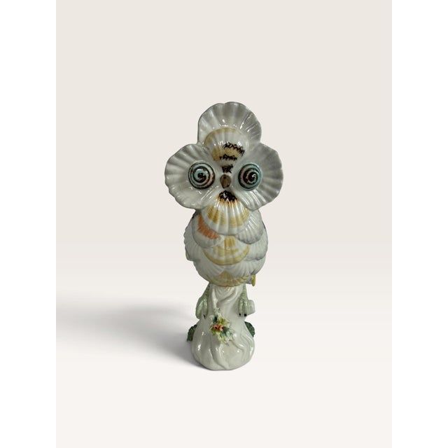 Mid 20th Century Mottahedeh Italian Grotto Style Majolica Seashell Owl Figurine For Sale In Houston - Image 6 of 11