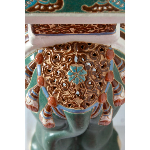 Vintage Ceramic Handmade Elephant Plant Stand, 1970s For Sale - Image 6 of 11