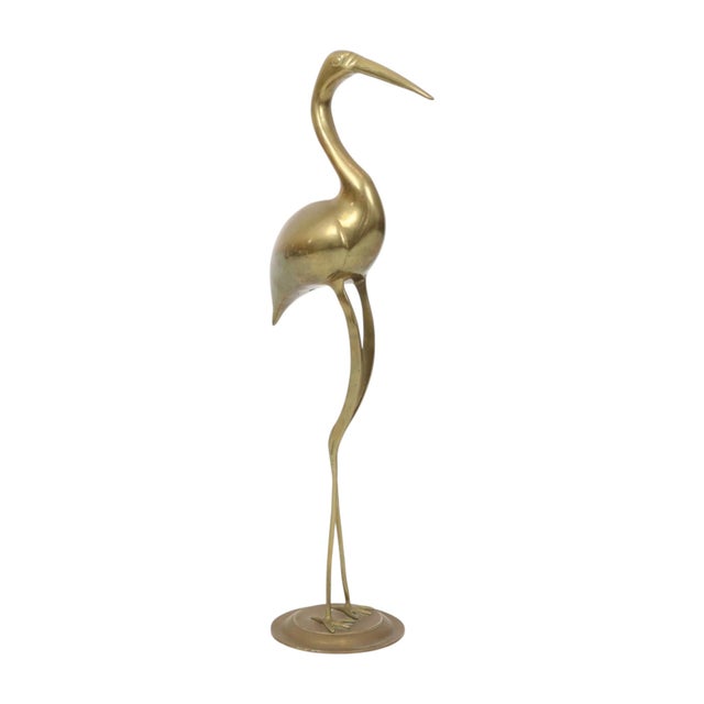Large Hollywood Regency Brass Crane Bird, 1970s For Sale - Image 9 of 16
