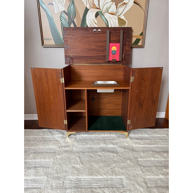 Mid-Century Modern Vintage 1970s MCM Teak Wood Converted Bar Cabinet For Sale - Image 3 of 12