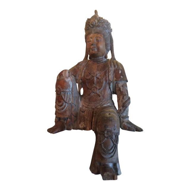Carved Wood Bodhisattva For Sale