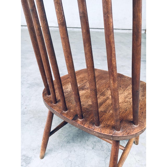 Rustic Oak Spindle Back Chairs, 1940s, Set of 4 For Sale - Image 3 of 18