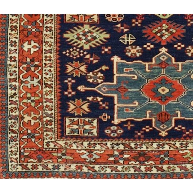 Persian Fine Antique Persian Karajeh Heriz Rug 4'7" X 5’10” For Sale - Image 3 of 5