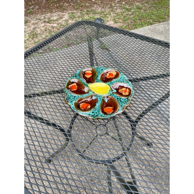 1950s French Vallauris Majolica Oyster Plate For Sale - Image 11 of 12
