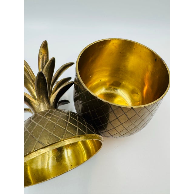 Vintage 10” Solid Brass Pineapple Box – Hollywood Regency For Sale In Houston - Image 6 of 6