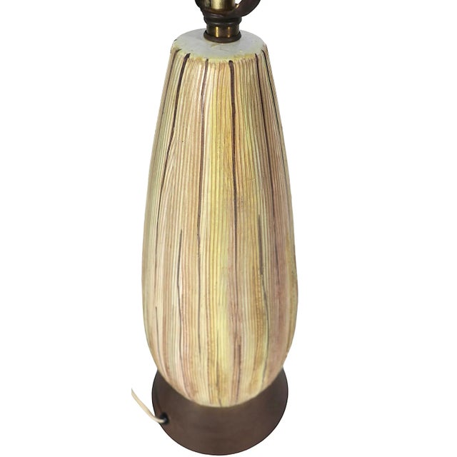 Mid 20th Century Mid Century Ceramic Table Lamp in Textured Polychrome Surface C 1950's For Sale - Image 5 of 9