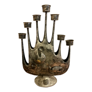 Brutalist Metal Candelabra by Gene Byron
